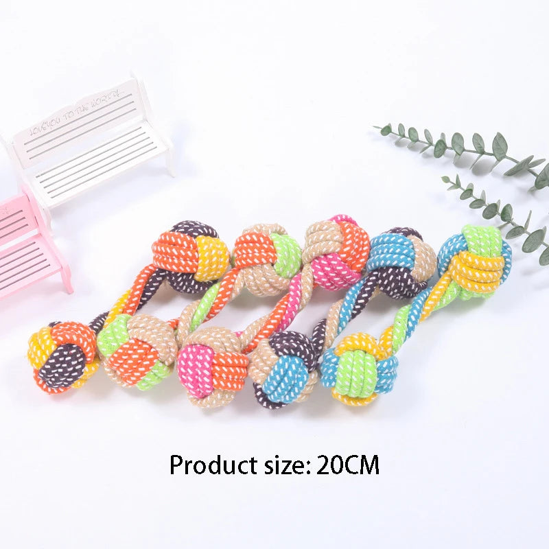 🐾Baumwoll Knoten-Seil Hundespielzeug – Robustes Kauspielzeug zur Zahnpflege für Welpen & Hunde (1 Stück, Farbe zufällig)